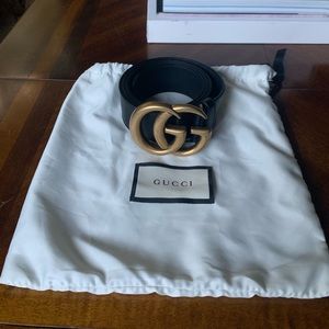 Gucci Leather Belt with Double G Buckle - 85cm